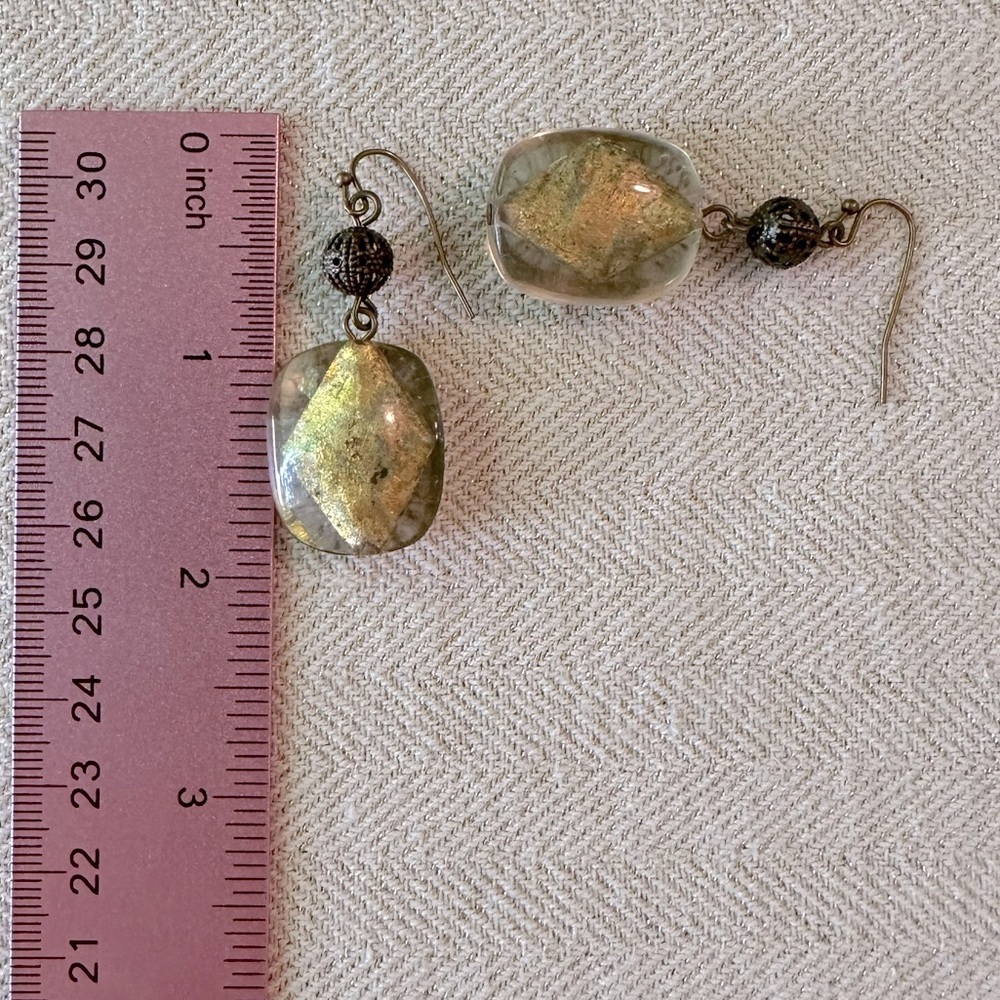 Set of 3 Earrings Green, Pink & Burnished Gold Bohemian Style Collection Bundle - Picture 4 of 12